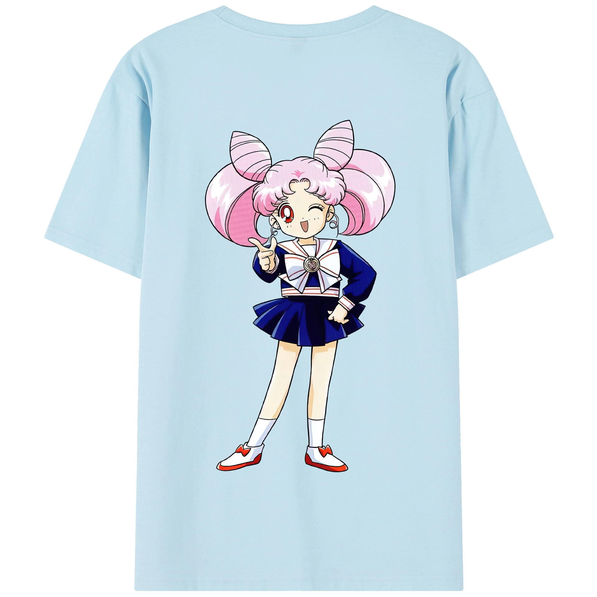 （画像用） 美少女戦士セーラームーン ちびうさ Sailor Moon Chibiusa Tsukino Usagi Small Lady Serenity 綿100％半袖Tシャツ（背面プリント）